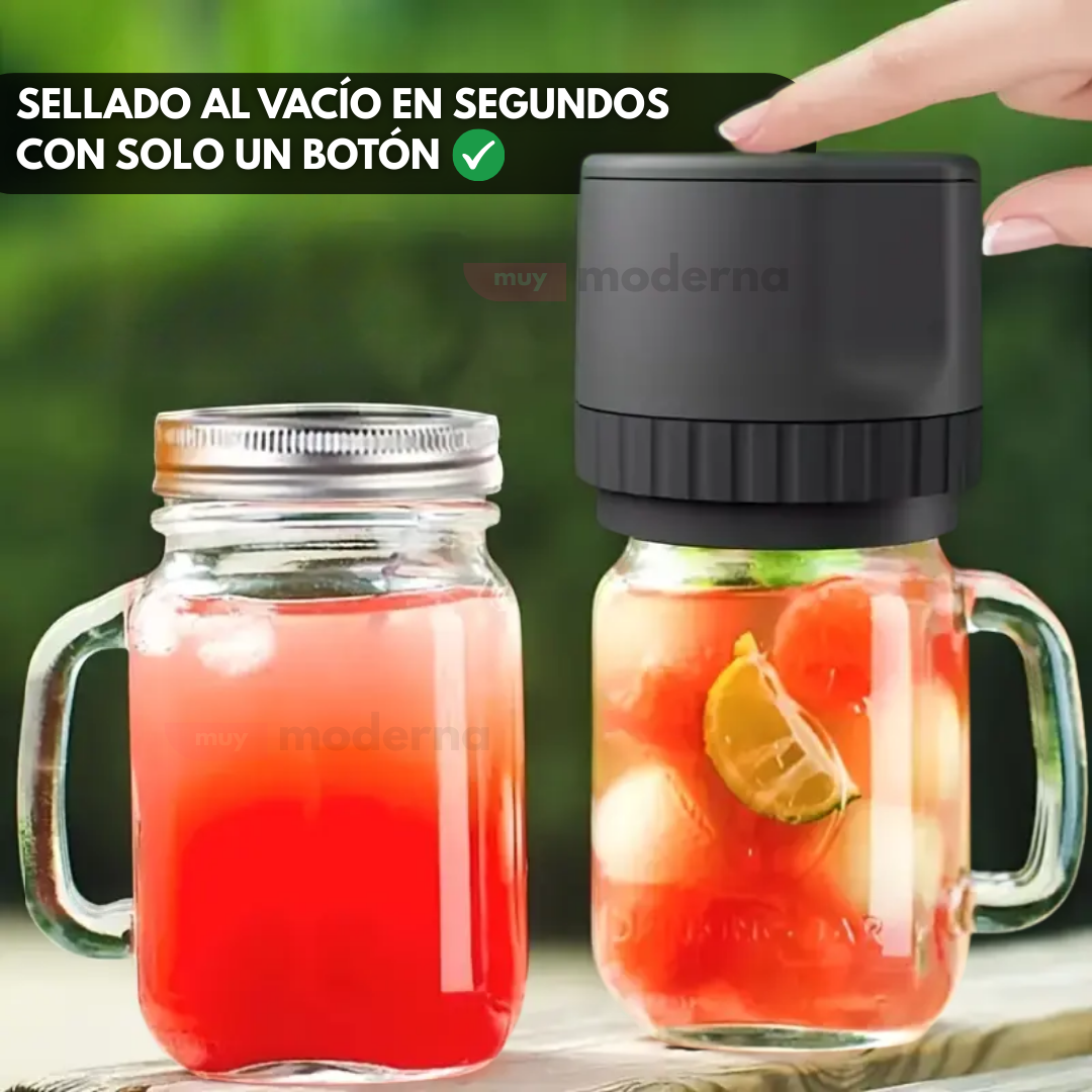 Kit Sellador al Vacío Portátil con Tapas Reutilizables para Frascos