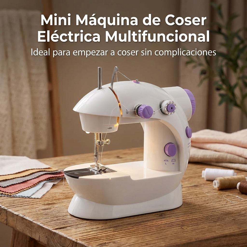 Máquina De Coser Portátil Eléctrica Con Pedal Y Luz