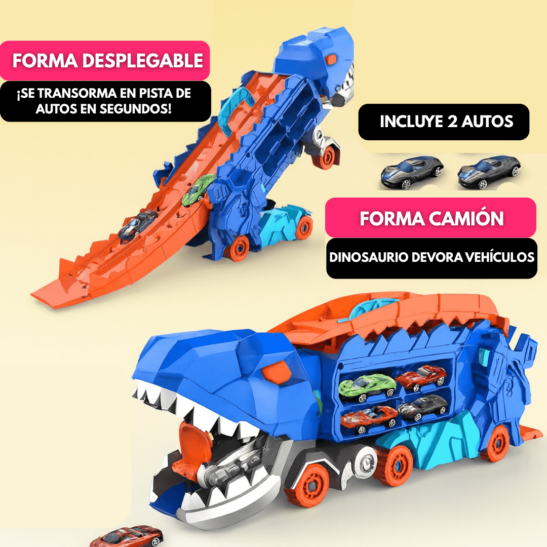 Set Dinosaurio Con Pista Y 2 Autos Juguete Interactivo Niños - Muy Moderna Uruguay