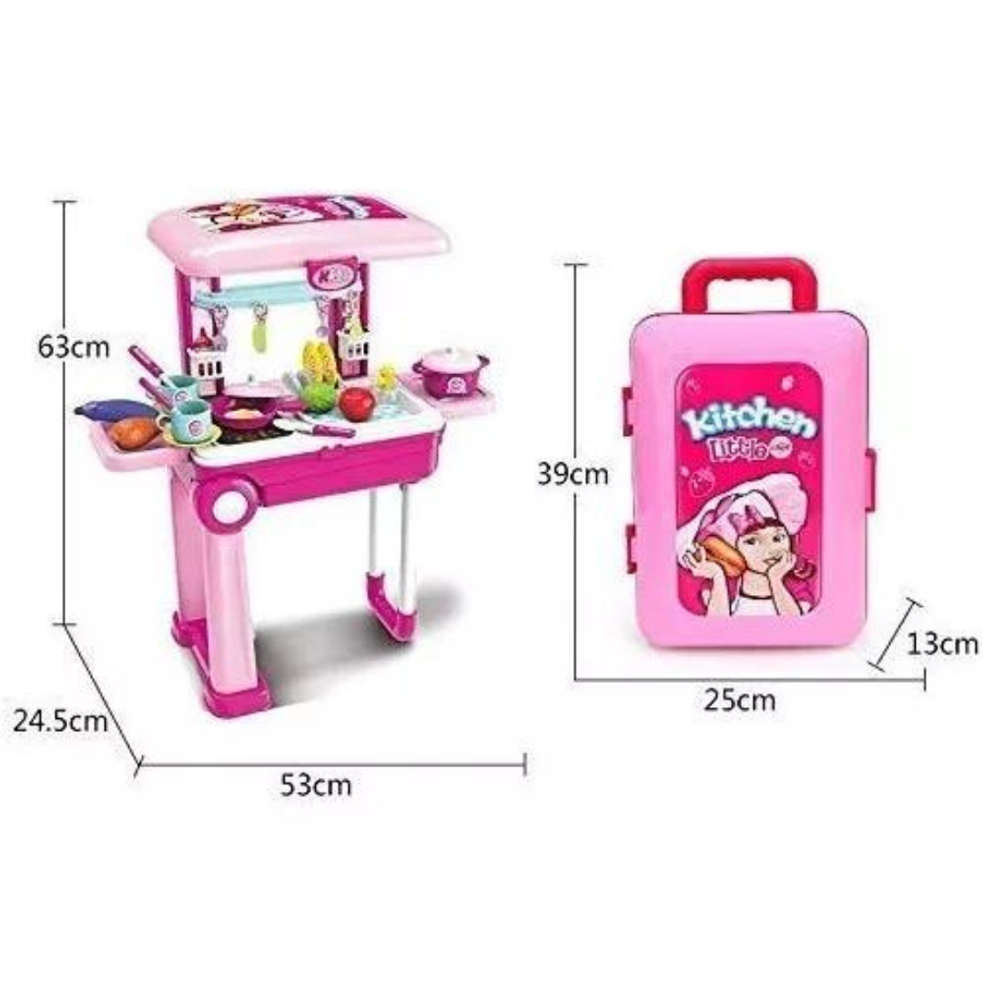 Cocina De Juguete Maleta 2 En 1 Pequeña Chef Con Accesorios