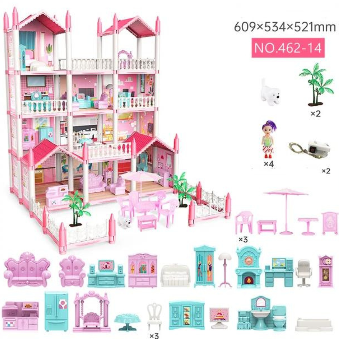 Casa De Muñecas Grande Completa Con Accesorios