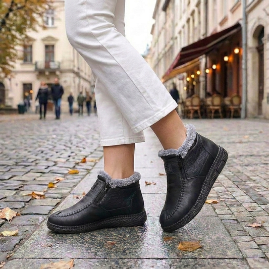 Botines Abrigados con Forro Afelpado - Símil Cuero para Invierno