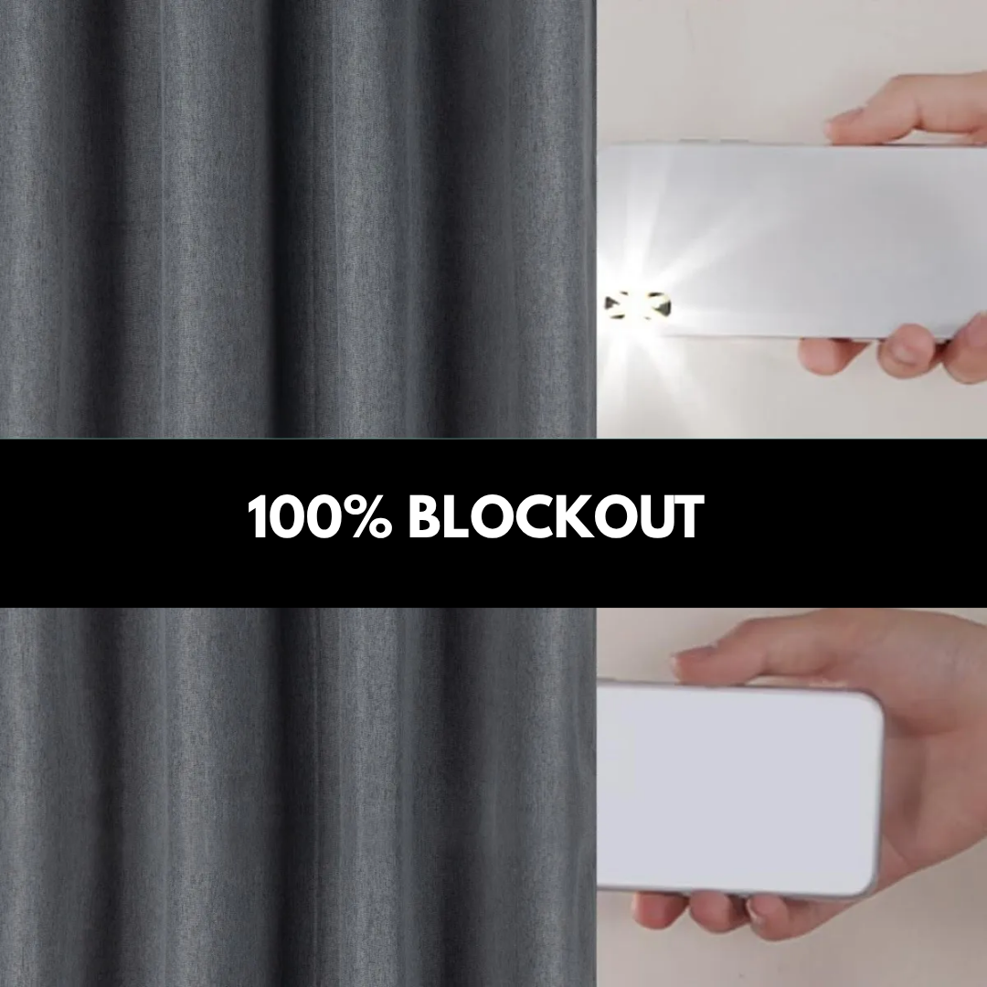 Cortina Blackout 100% En 2 Paños De 140x220cm Textura Lino