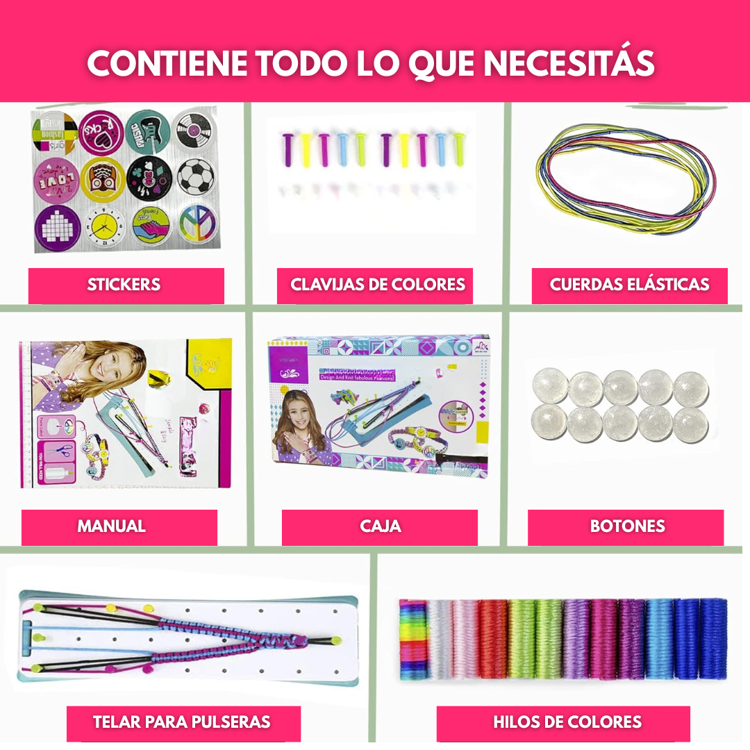 Kit Para Crear Pulseras de Hilo con Telar y Accesorios para Niños - Muy Moderna Uruguay