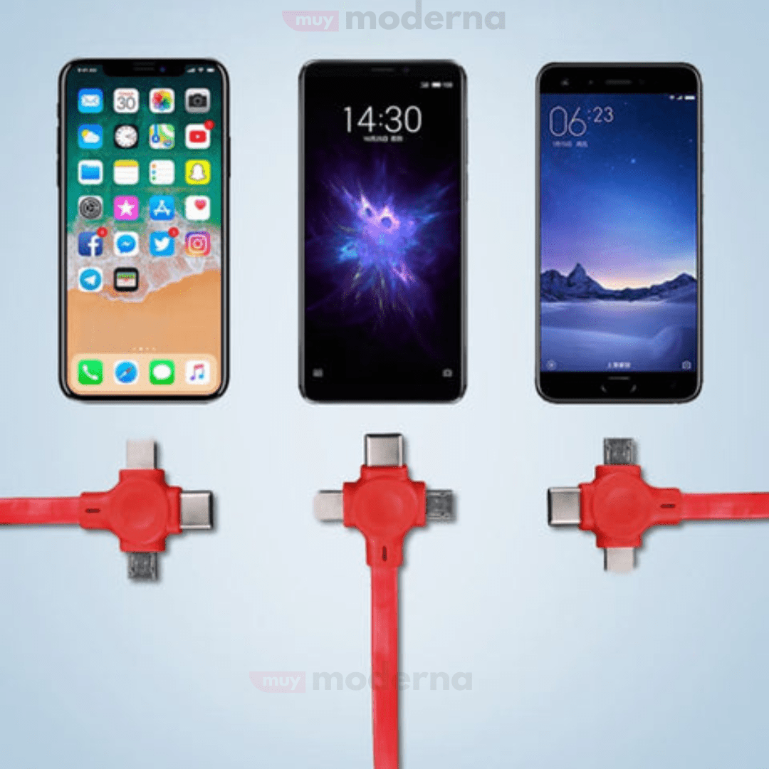 Cable de Carga 3 en 1 con Soporte para Celular - Muy Moderna Uruguay