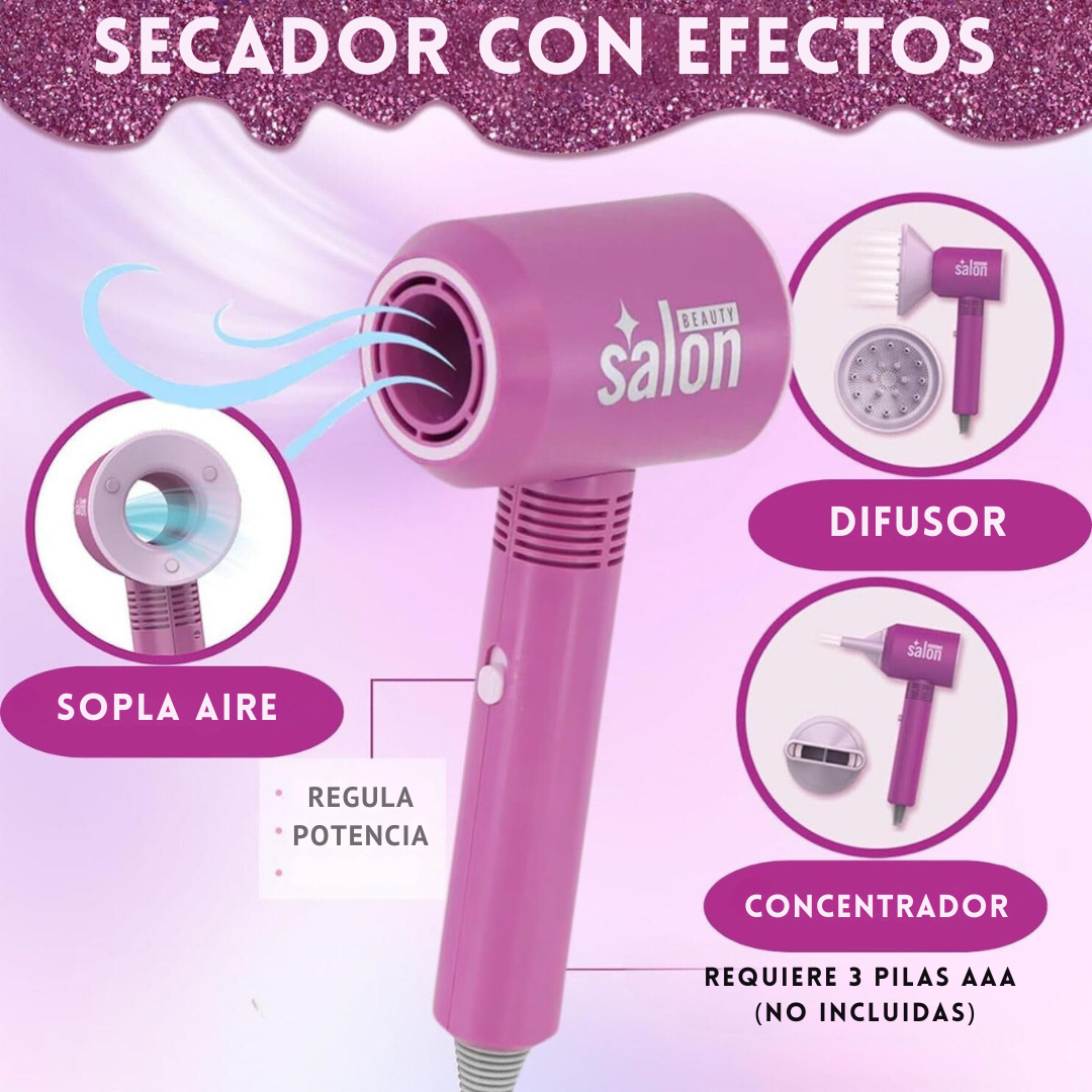 Kit de Salon de Belleza de Juguete a Pilas 14 Piezas