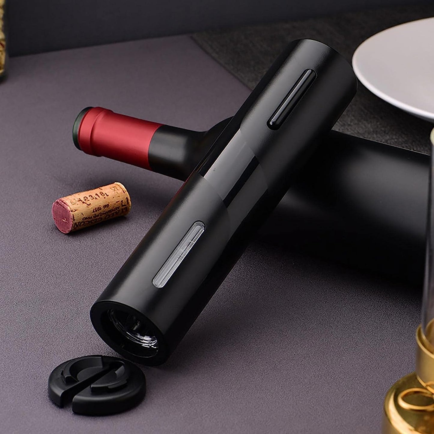 Set para Vinos: Sacacorchos electrico, Cortador y Aireador