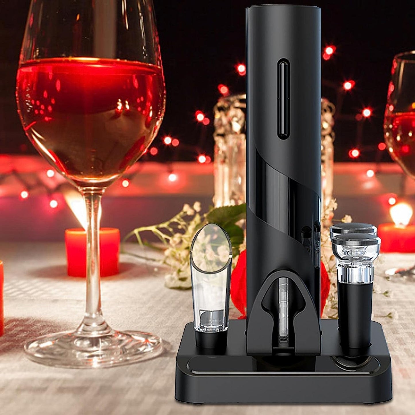 Set para Vinos: Sacacorchos electrico, Cortador y Aireador
