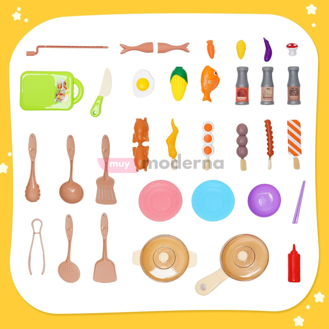 Set Completo Barbacoa De Juguete Simulador De Cocina con Efectos