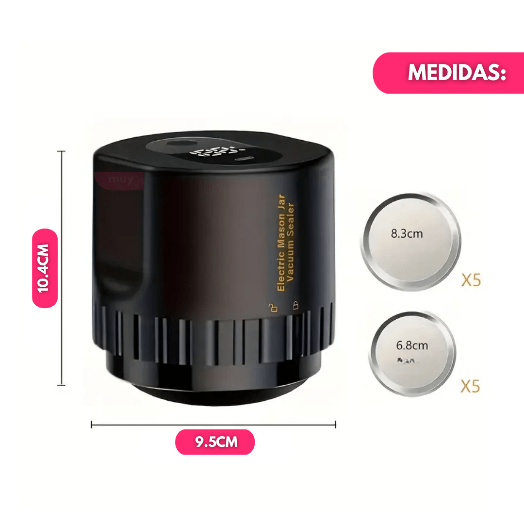 Kit Sellador al Vacío Portátil con Tapas Reutilizables para Frascos - Muy Moderna Uruguay