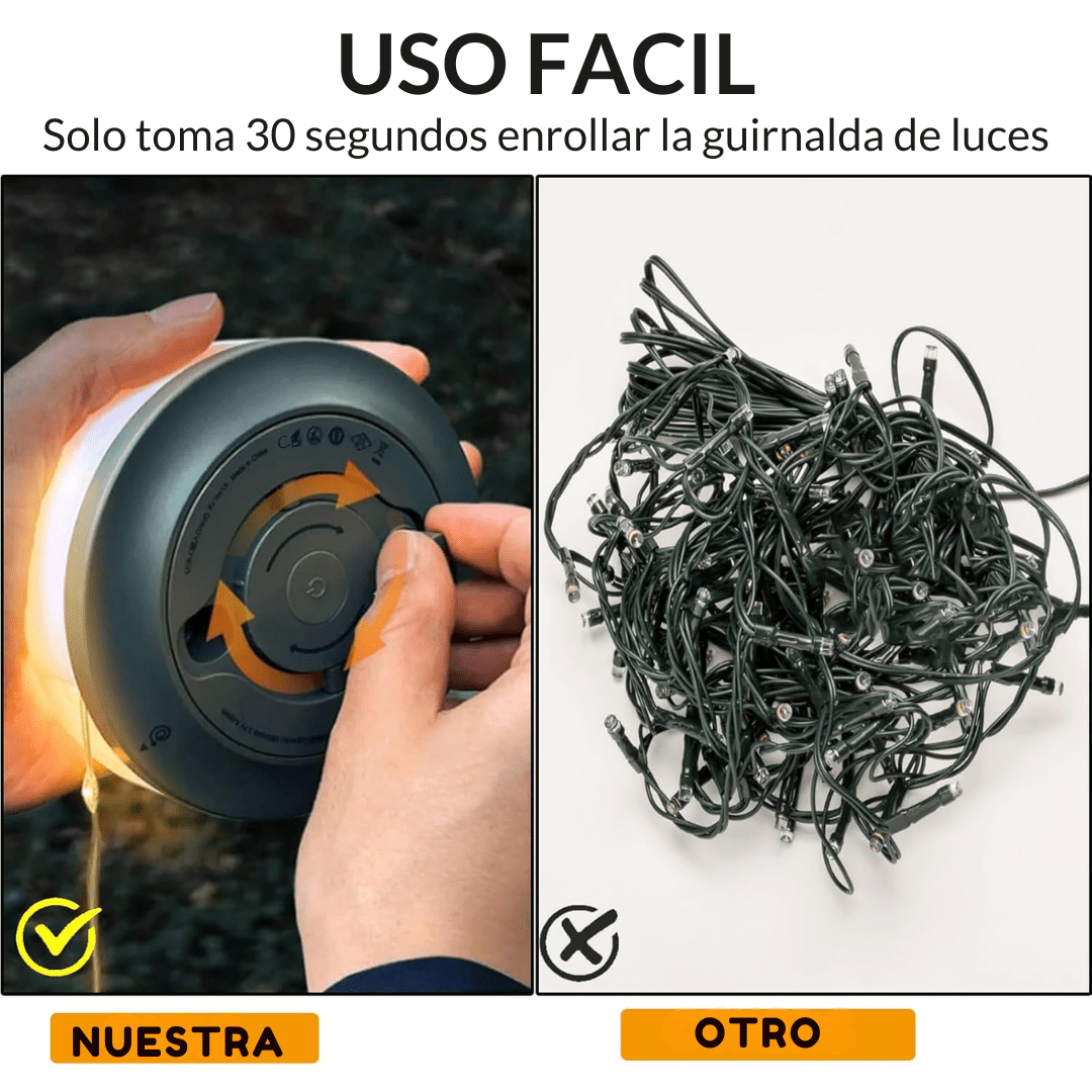 Guirnalda LED Inalámbrica Enrollable En Cinta 10 Metros - Muy Moderna Uruguay