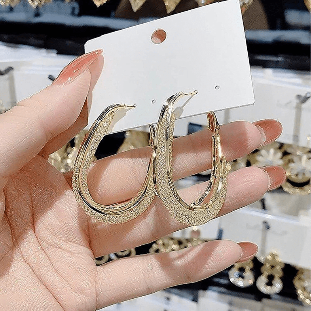 Par De Aretes Ovalados Con Tejido De Malla - Muy Moderna Uruguay