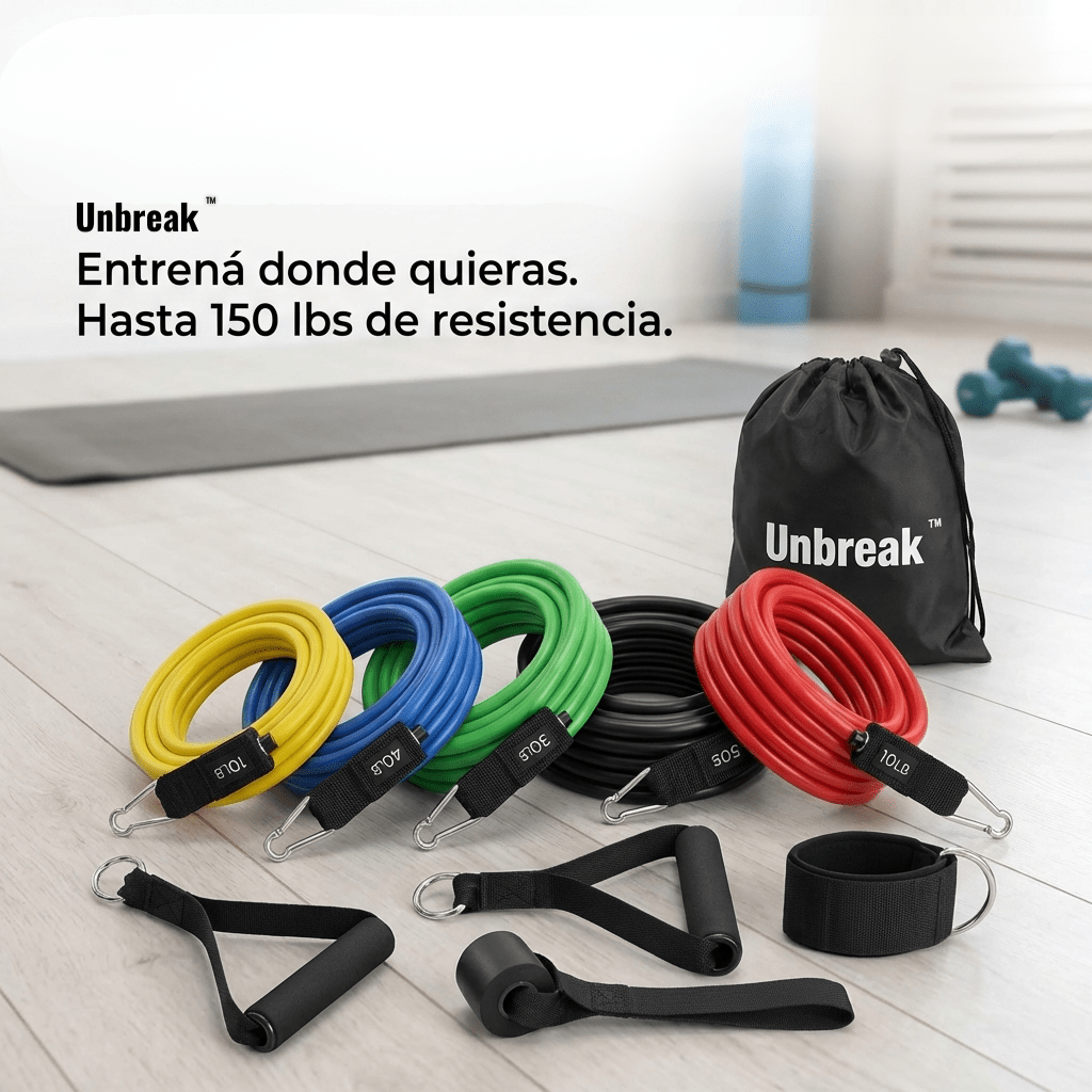 Set Bandas De Resistencia Con Asas Fitness Unbreak - Muy Moderna Uruguay