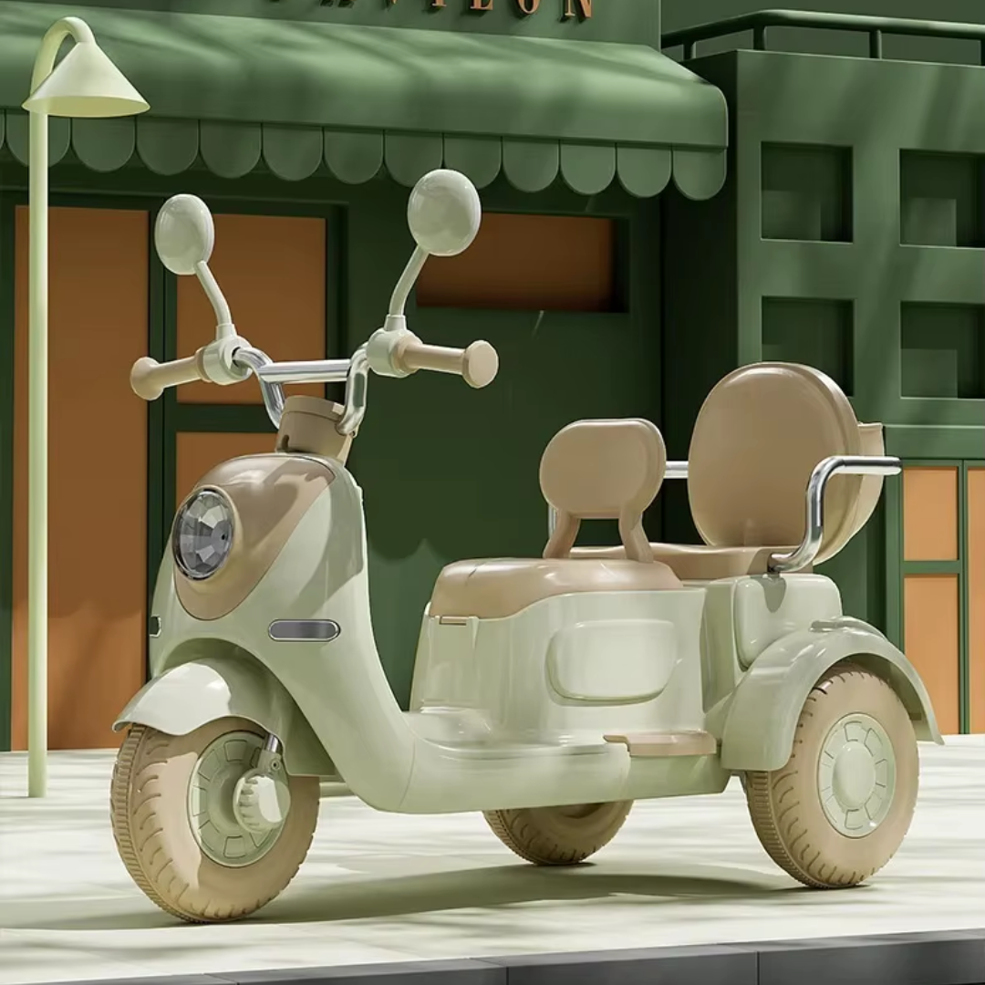 Moto Eléctrica Infantil 12V Scooter Doble Asiento + Control Remoto
