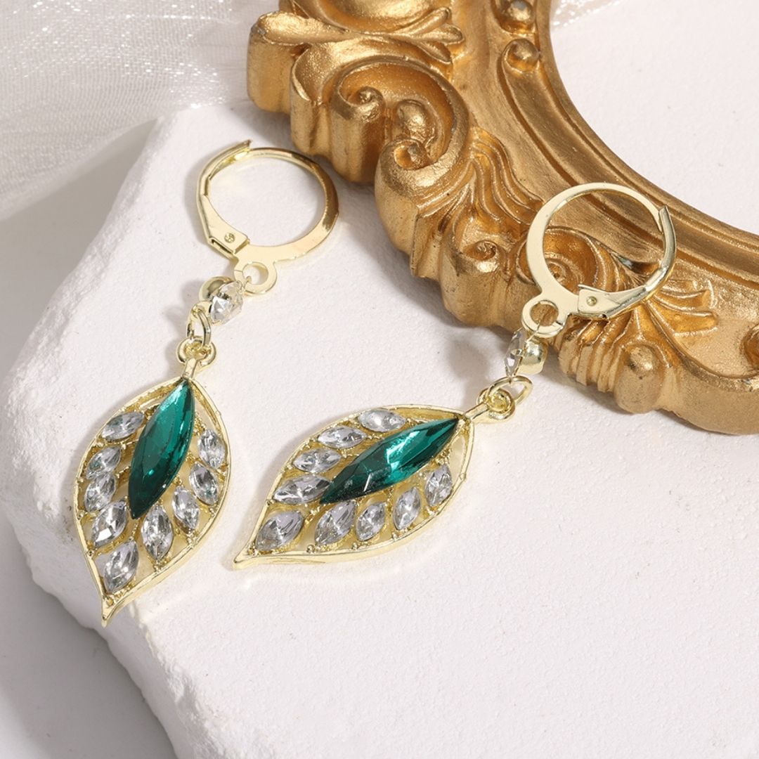 Par De Aretes Hoja de Zirconia - Muy Moderna Uruguay