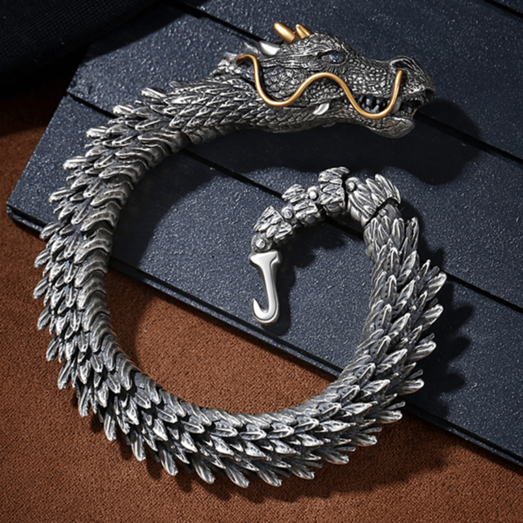 Pulsera Metálica De Dragón Tridimensional - Muy Moderna Uruguay