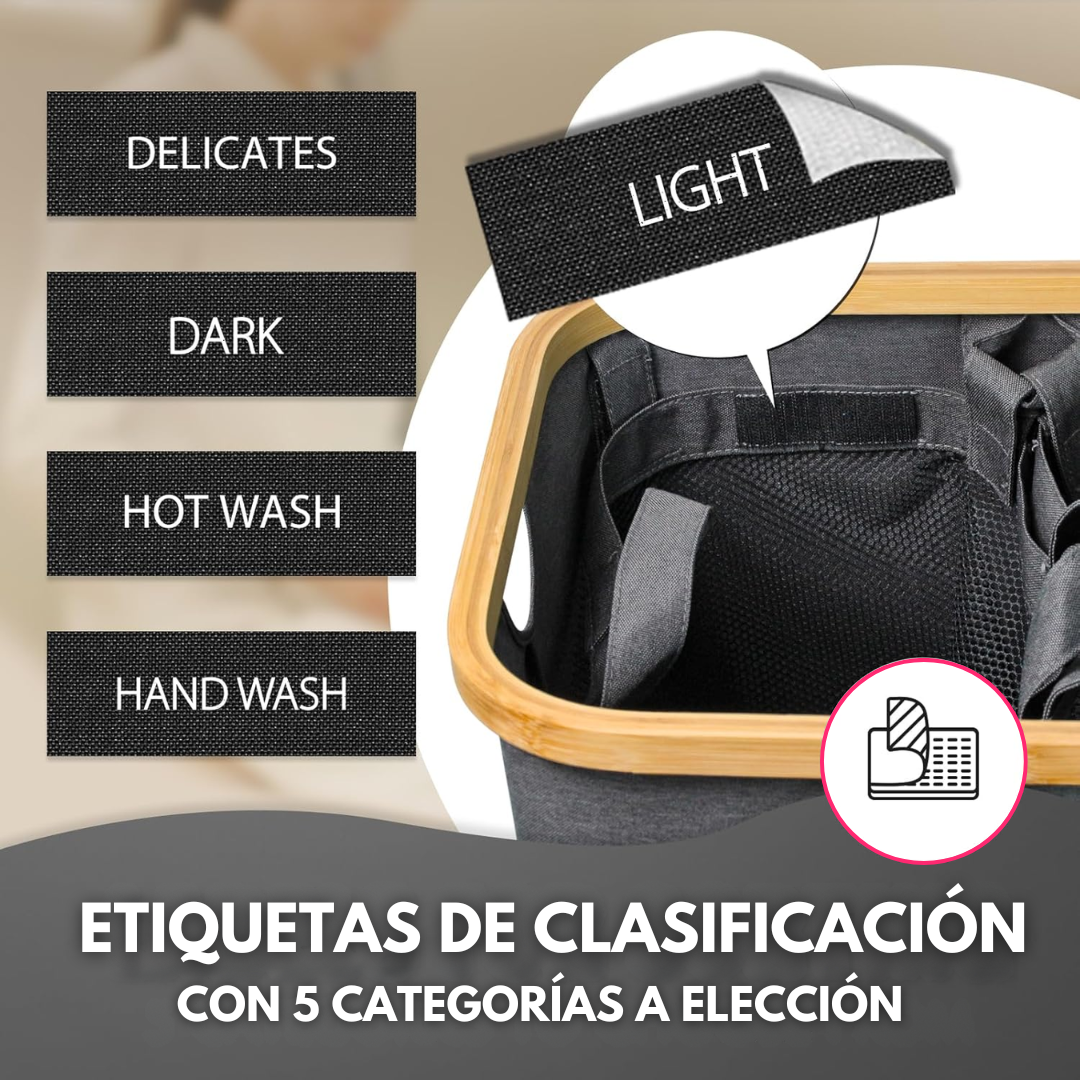 Canasto Cesto Separador De Ropa Sucia Bambú Grande con Tapa