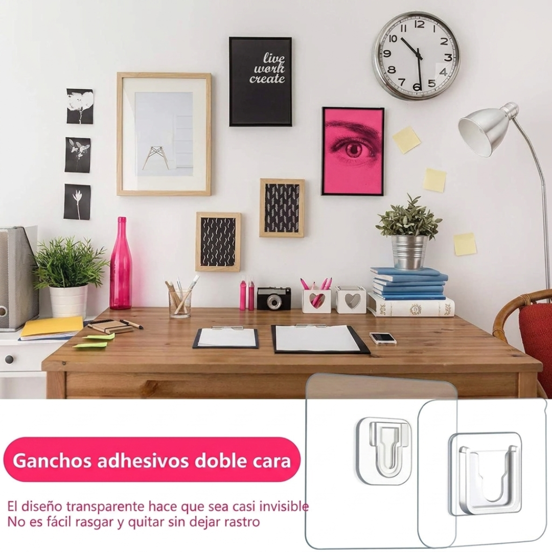 Ganchos Adhesivos Transparentes sin Perforación x5