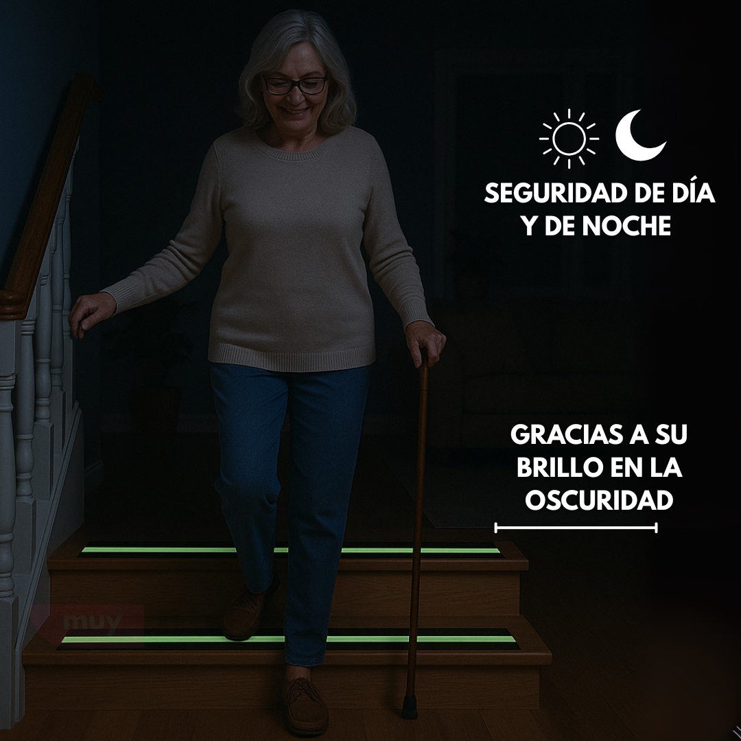 Cinta Antideslizante que Brilla En La Oscuridad Para Escalera
