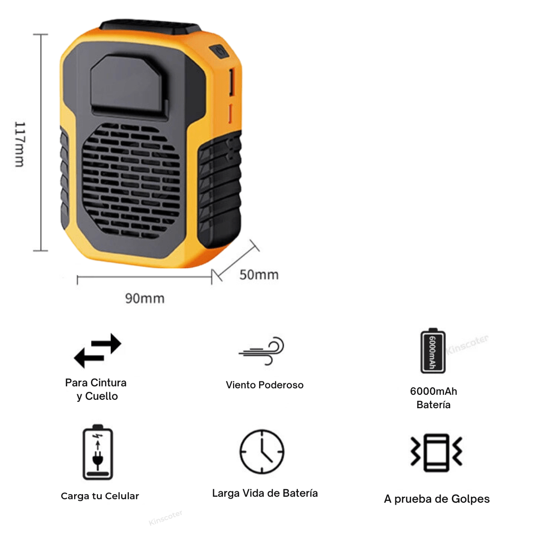 Ventilador Portátil De Cintura Y Cuello Función Powerbank - Muy Moderna Uruguay