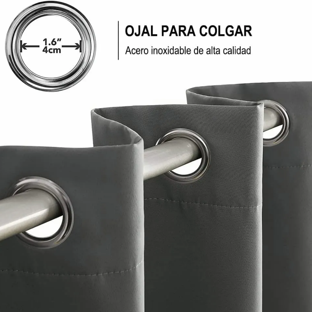 Cortina Blackout 100% En 2 Paños De 140x220cm Textura Lino