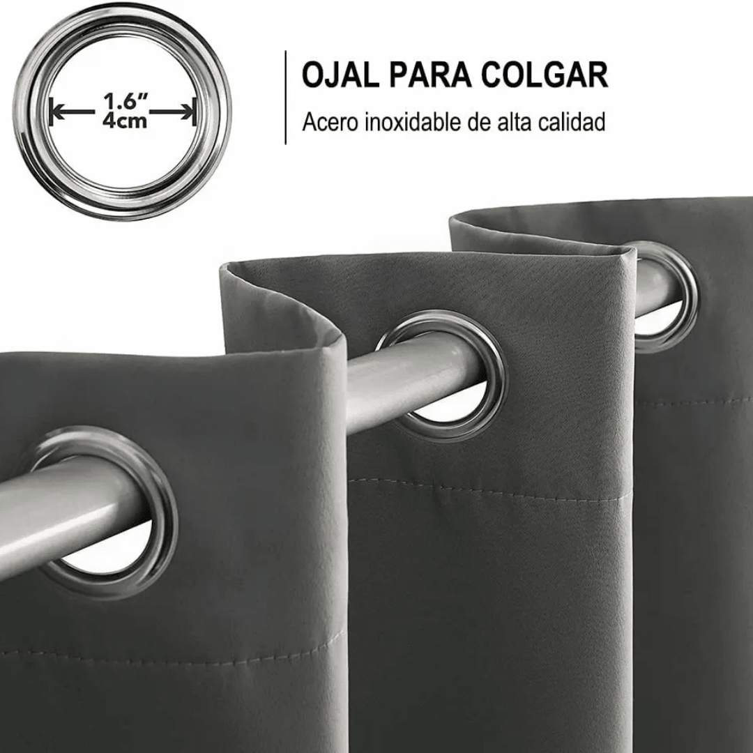 Cortina Blackout 100% En 2 Paños De 140x220cm Textura Lino - Muy Moderna Uruguay