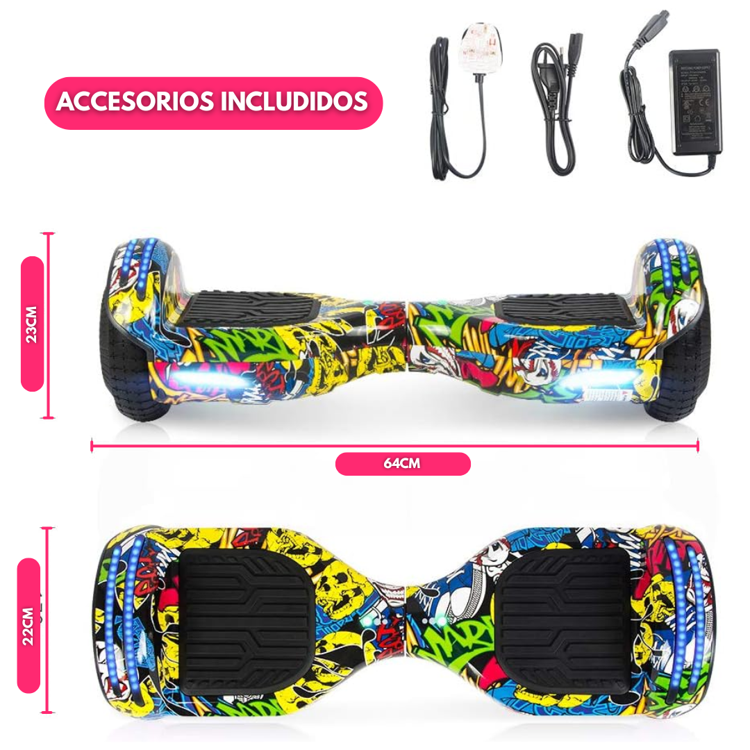 Hoverboard Patineta Eléctrica 6.5" con Bluetooth y Luces LED - Muy Moderna Uruguay