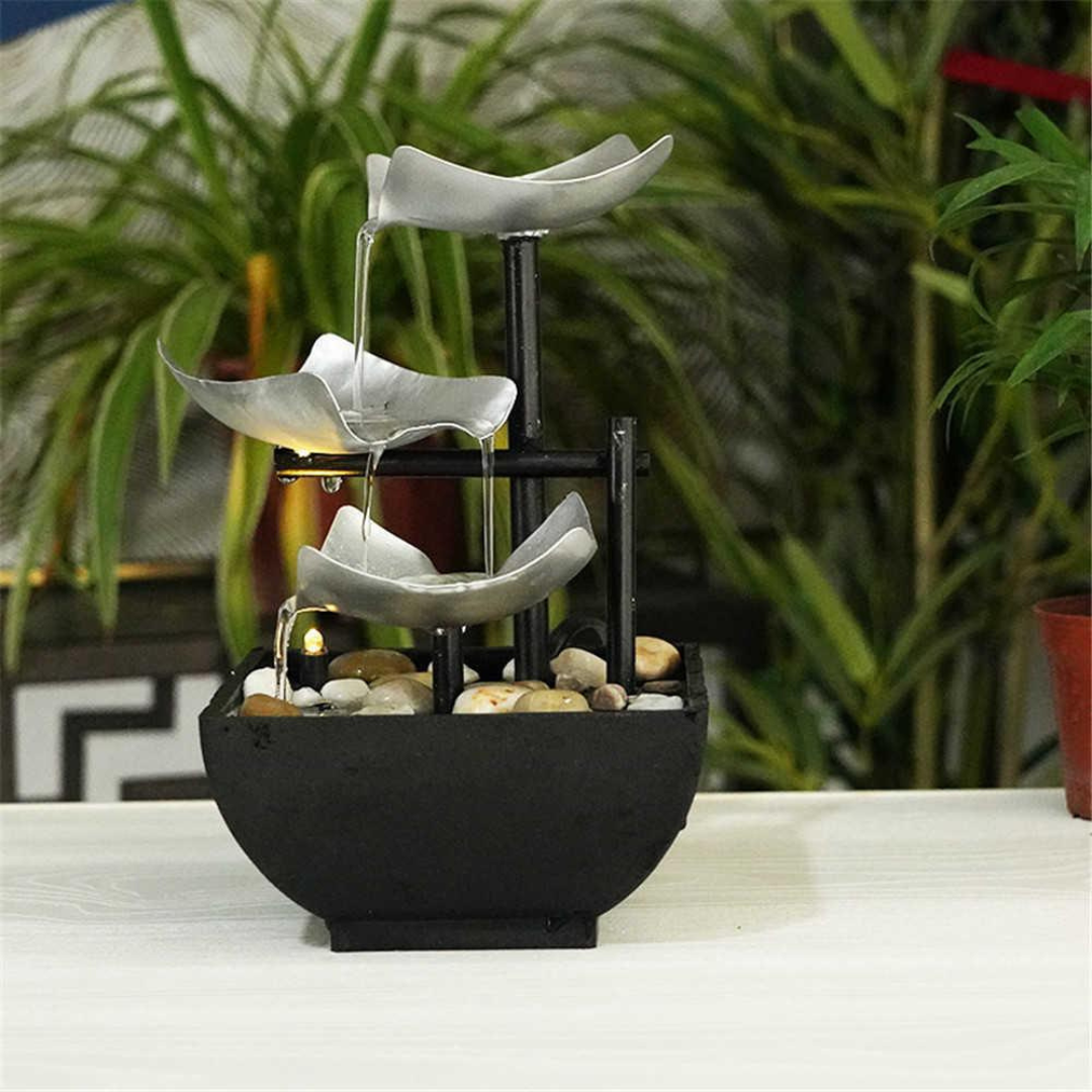 Fuente Decorativa de 3 Cascadas de Agua con Piedras Iluminadas