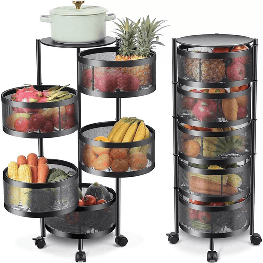 Carrito Organizador De Cocina Frutero 5 Niveles con Canastos Circulares - Muy Moderna Uruguay