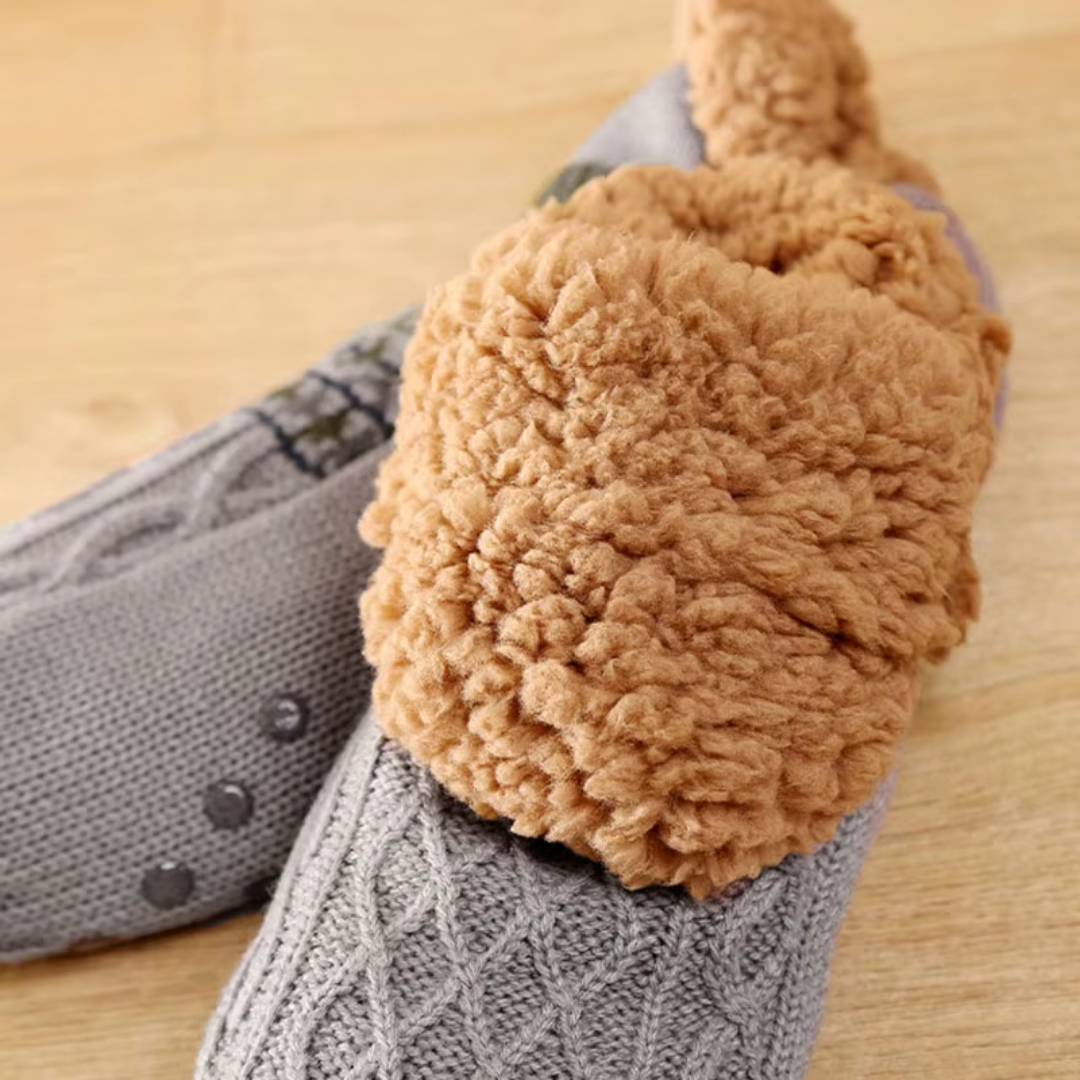 Pantuflas tipo Medias Térmicas Antideslizantes con Corderito Interior