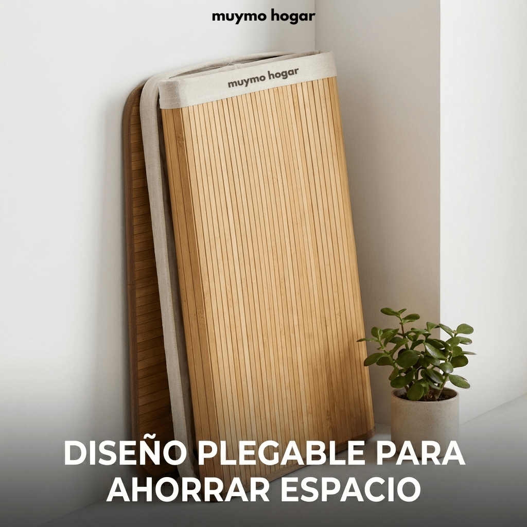 Canasto Cesto Ropa Sucia Plegable Bambú Grande Con Tapa - muymo hogar - Muy Moderna Uruguay