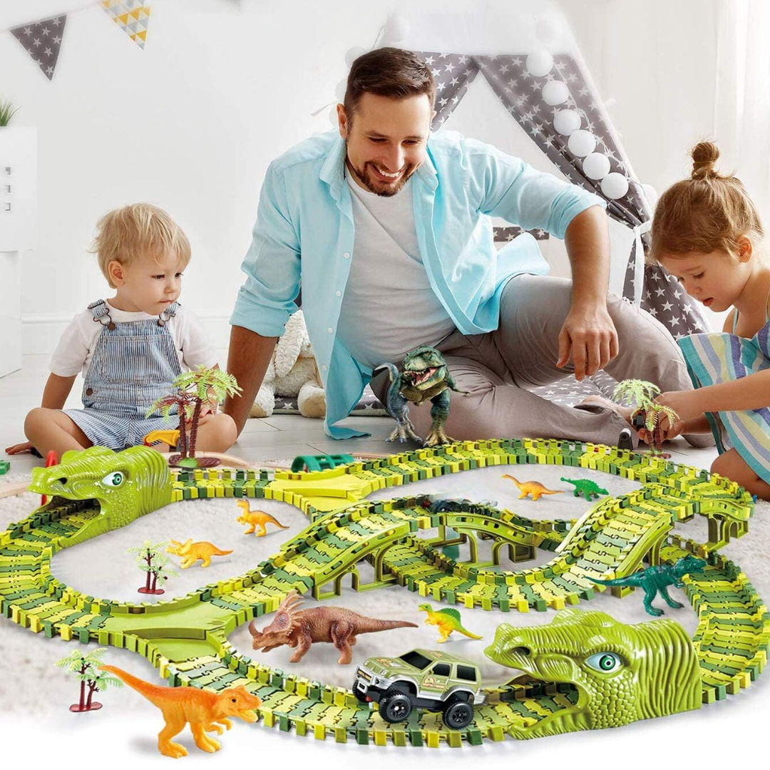 Pista Flexible Dinosaurios Grande Flexible Encastre 240 Piezas