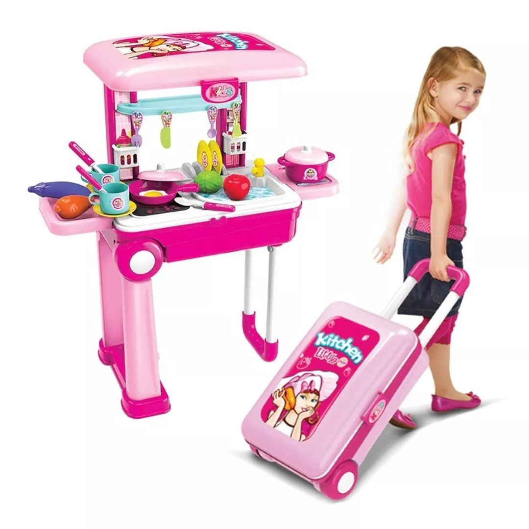 Cocina De Juguete Maleta 2 En 1 Pequeña Chef Con Accesorios