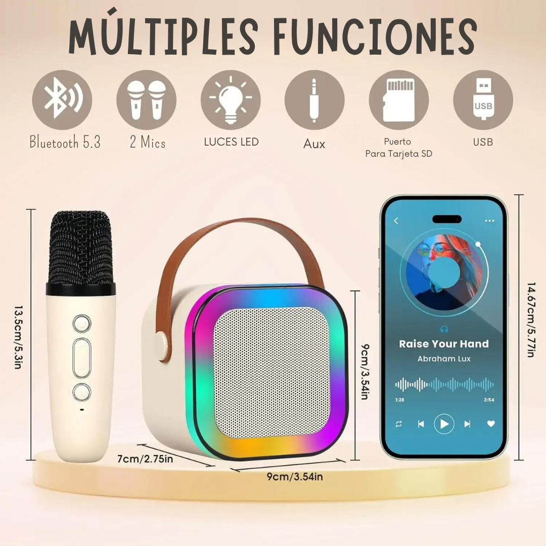 Kit Parlante Bluetooth Con 2 Micrófonos Para Cantar Karaoke
