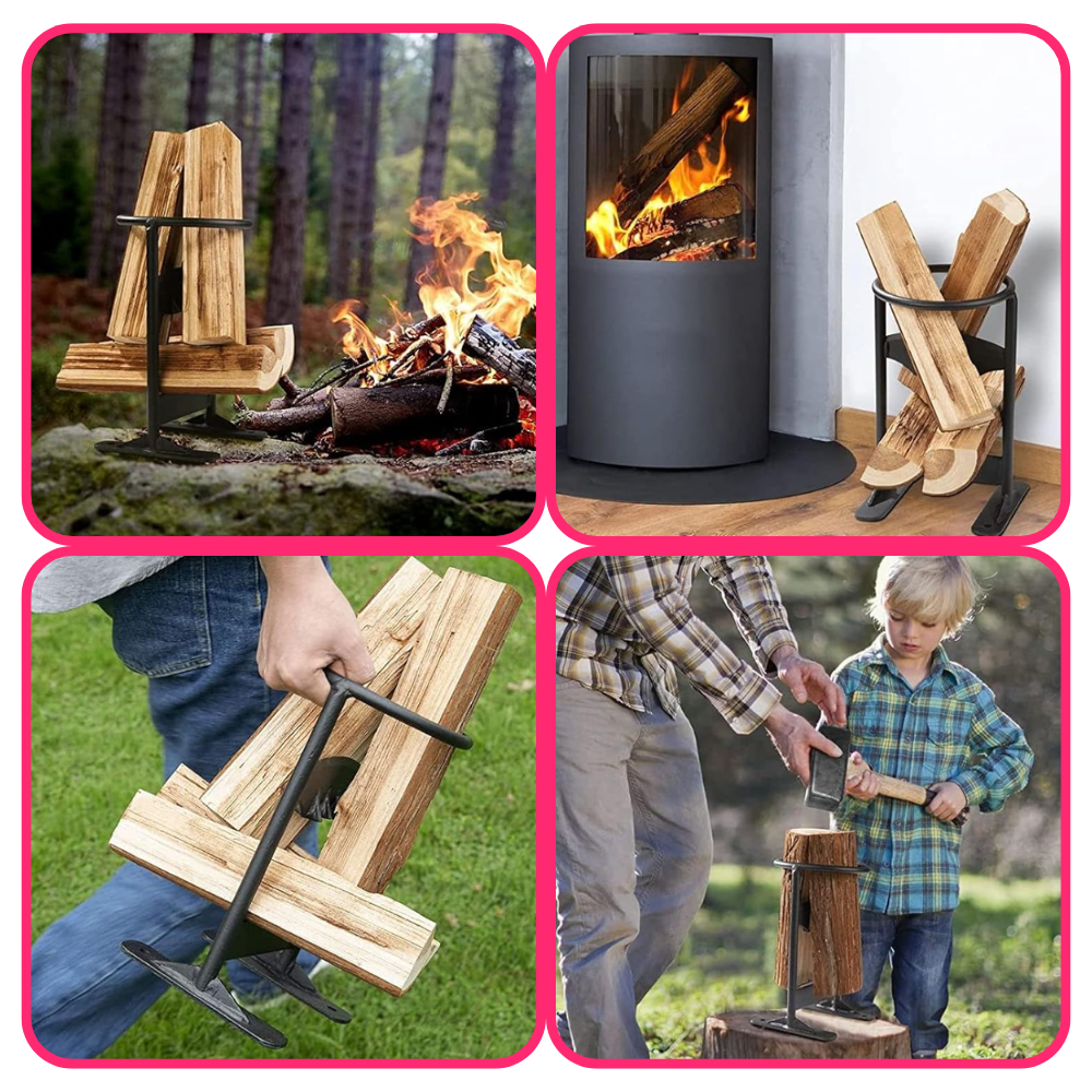 Base de Acero para cortar Leña para Hogar y Camping