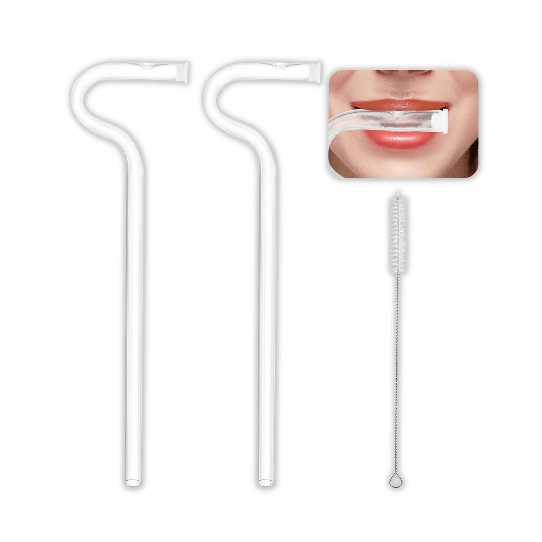 Pack x2 Pajitas Anti Arrugas de Vidrio Reutilizables + cepillo - Muy Moderna Uruguay