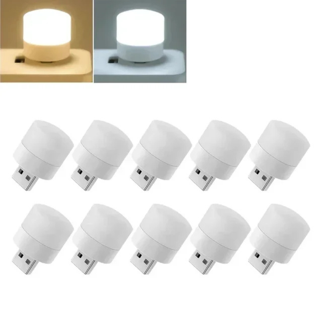 Set de 10 Mini Luz Nocturna USB Luz Cálida y Fría