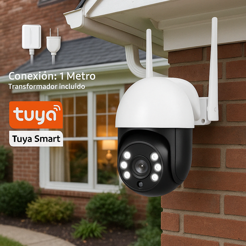 Cámara Exterior Wifi Con Seguimiento Y Vision Nocturna Tuya Smart