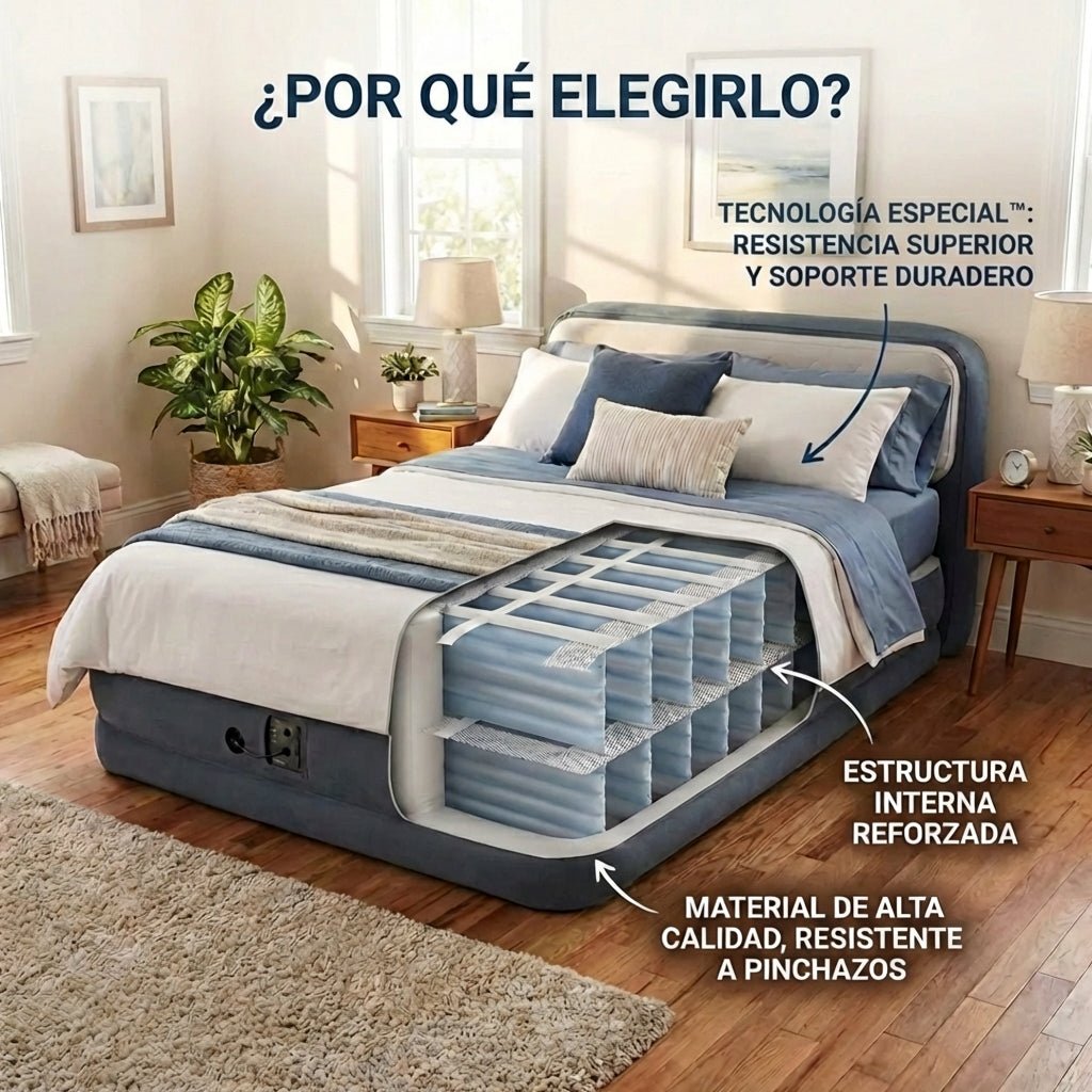 Colchón AutoInflable 2 Plazas Con Respaldo - Muy Moderna Uruguay