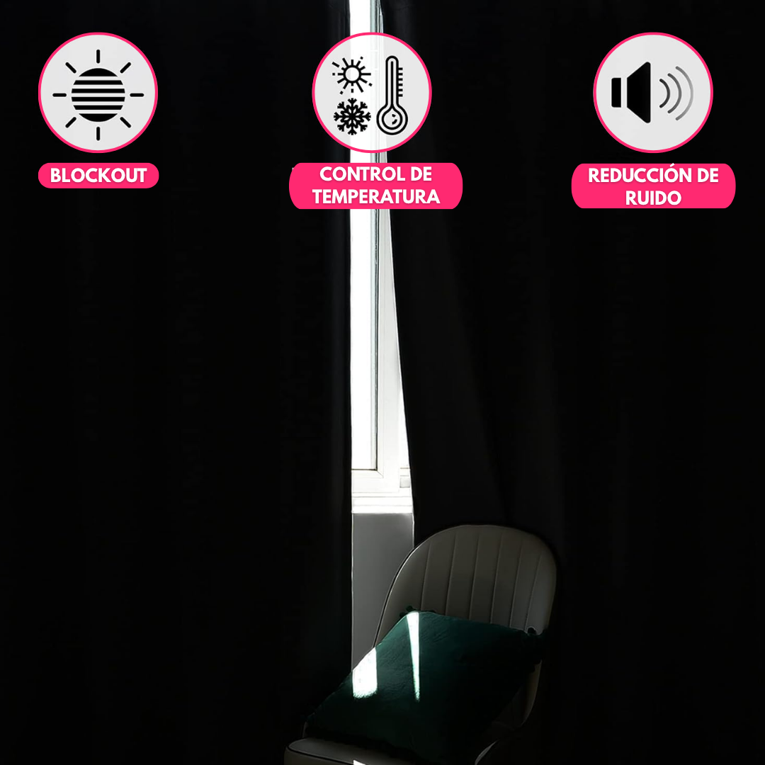 Cortina Blackout 100% En 2 Paños De 140x220cm Textura Lino