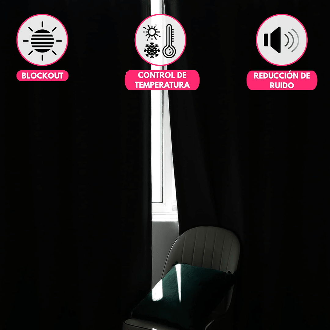 Cortina Blackout 100% En 2 Paños De 140x220cm Textura Lino - Muy Moderna Uruguay