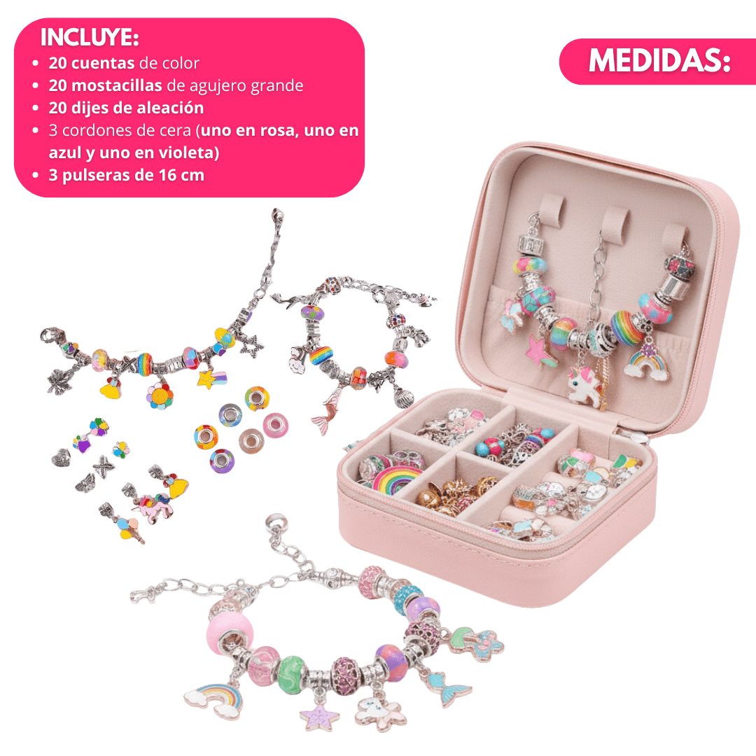 Kit Completo para Crear Pulseras Metálicas con Dijes y Cuentas - Muy Moderna Uruguay