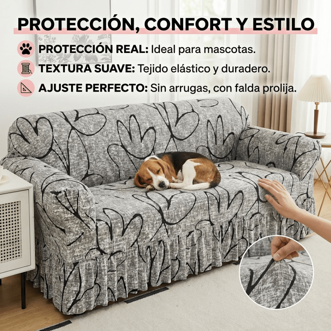 Funda Sillon Elastizada Cubre Sofá Con Falda - Muymo Hogar - Muy Moderna Uruguay