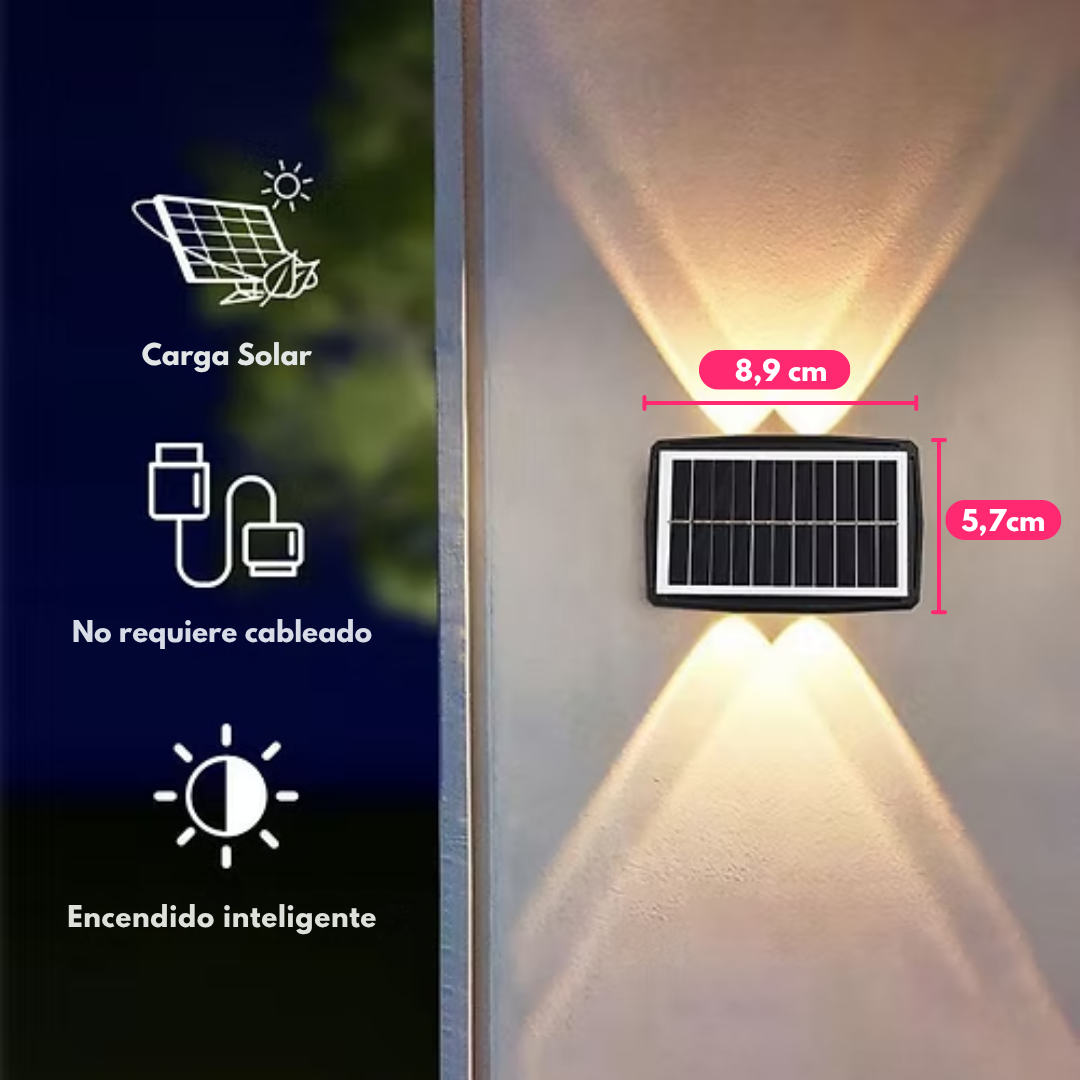Focos Solar Bidireccional de Pared Exterior Pack x2
