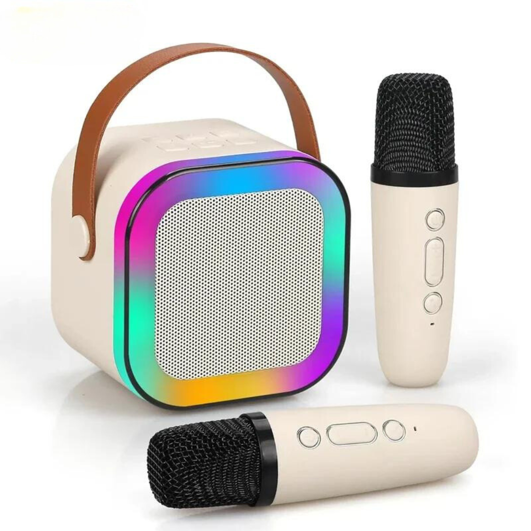 Kit Parlante Bluetooth Con 2 Micrófonos Para Cantar Karaoke