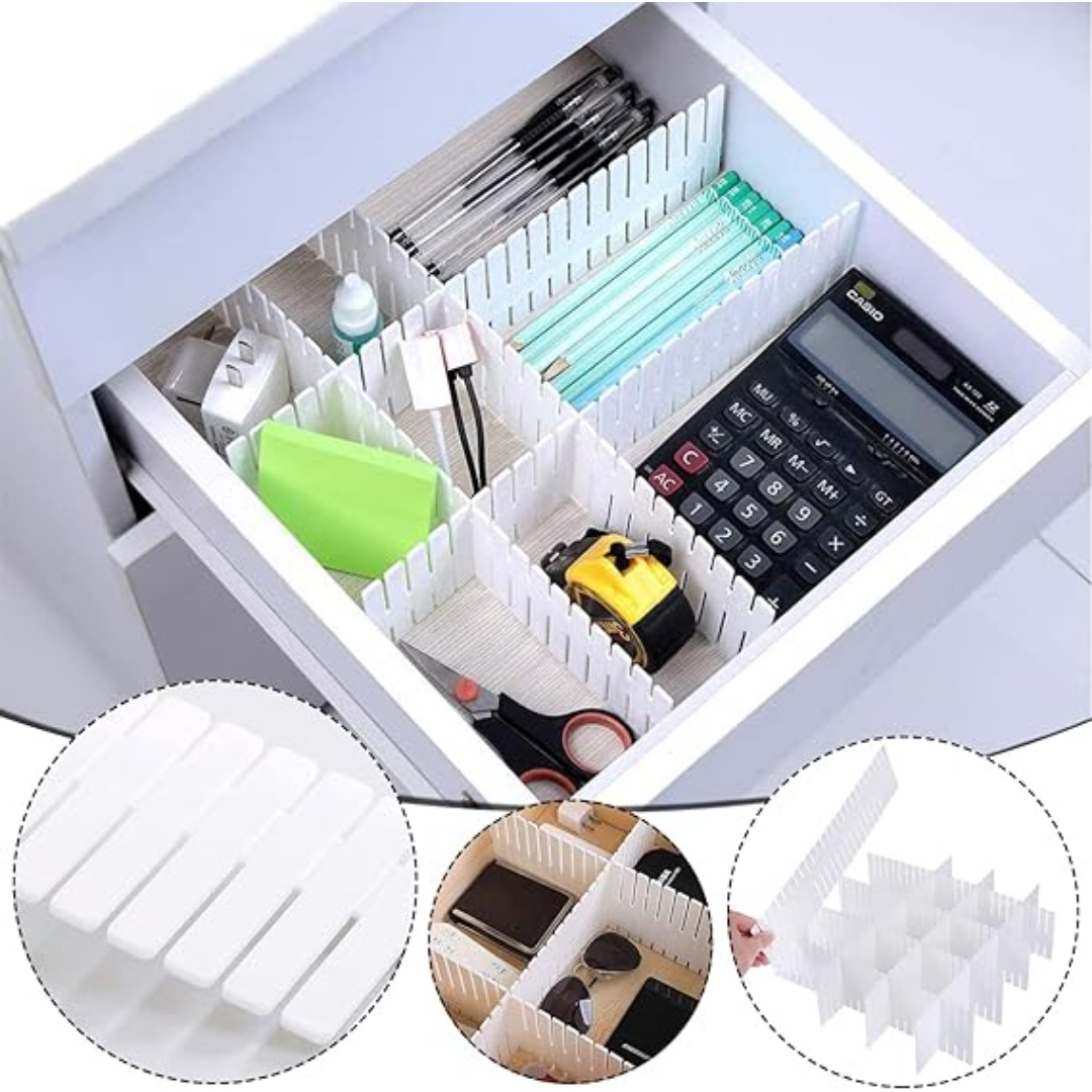 Set de 8 Separadores De Cajones Regulables Blancos