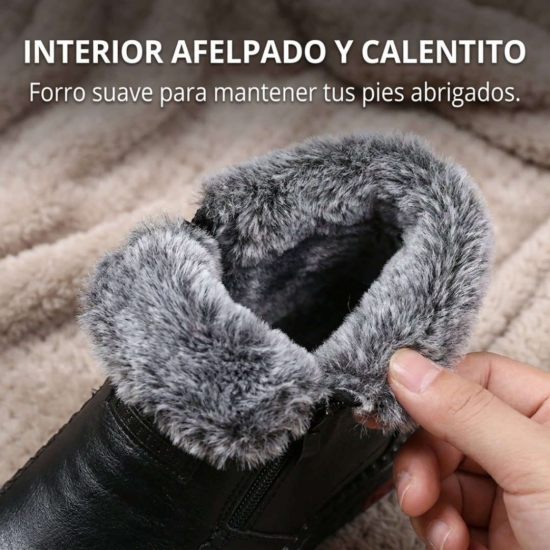 Botines Abrigados con Forro Afelpado - Símil Cuero para Invierno