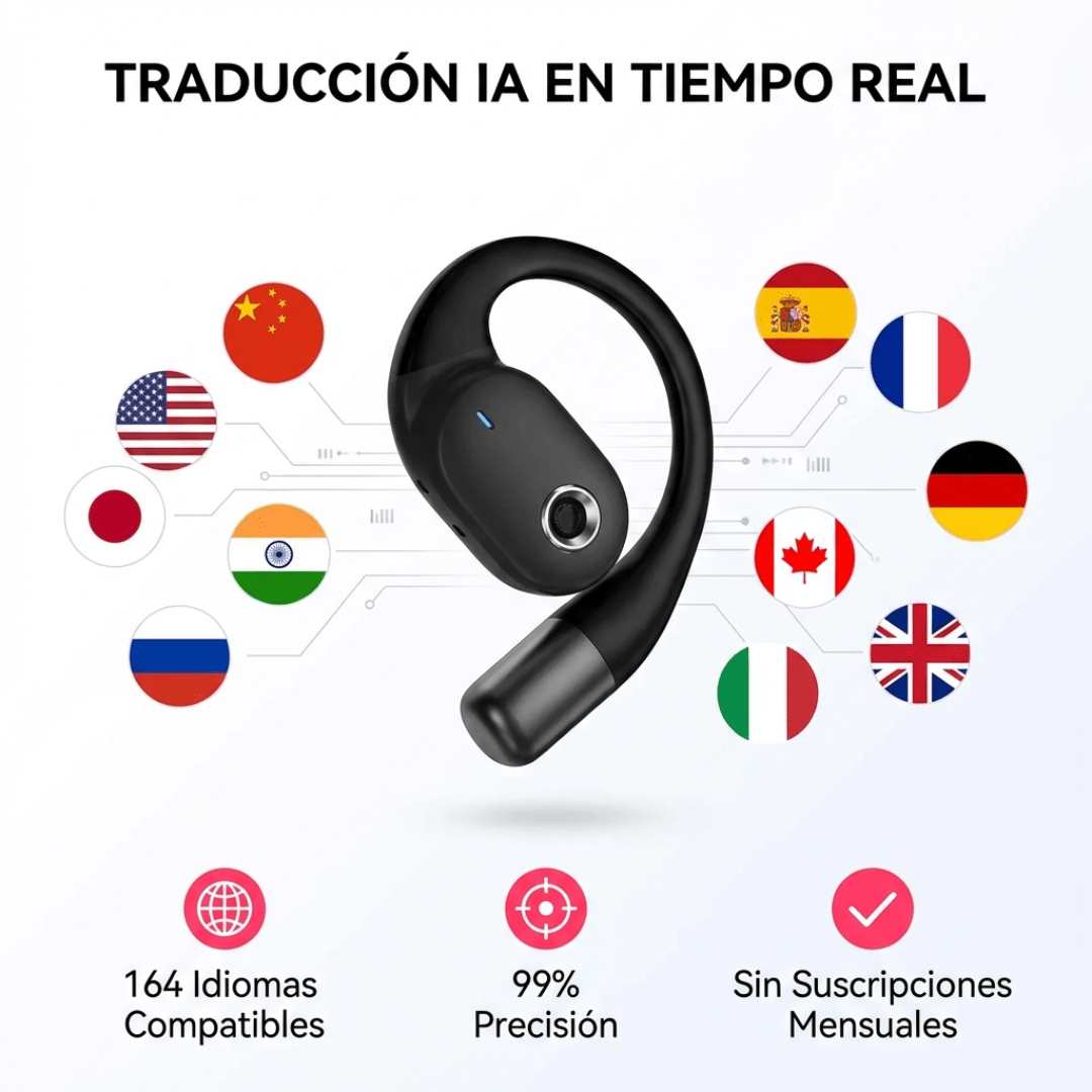 Auriculares Bluetooth Traductores con Inteligencia Artificial Traducción App IA - Muy Moderna Uruguay