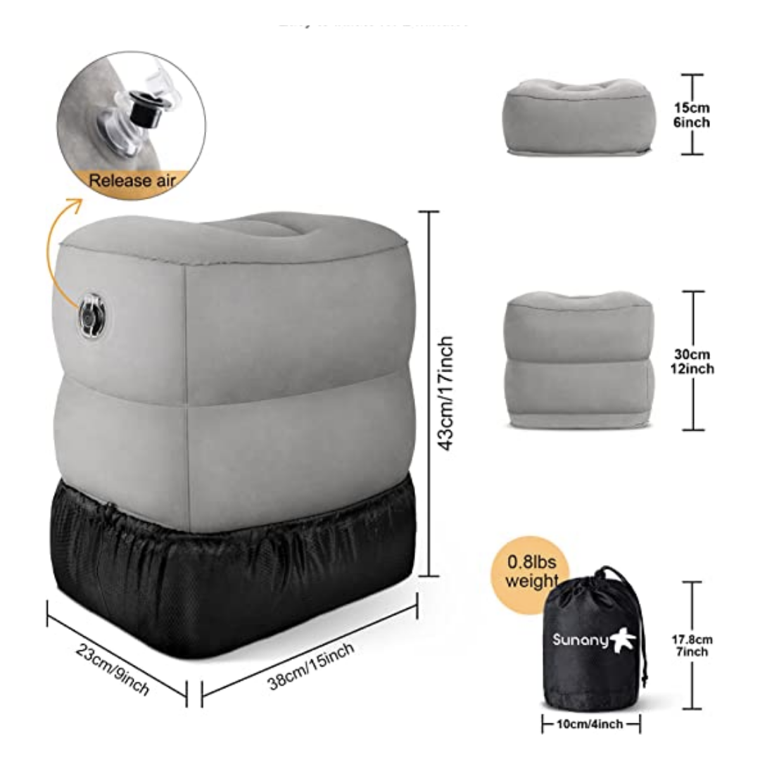 Almohadon Reposapiés Inflable para Viajes