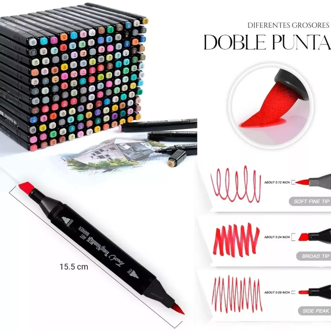 Set De 80 Marcadores Doble Punta En Bolso